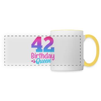 Birthday Queen 42 Geburtstag - Panoramatasse - Weiß/Gelb - Vorne
