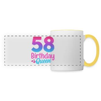 Birthday Queen 58 Geburtstag - Panoramatasse - Weiß/Gelb - Vorne