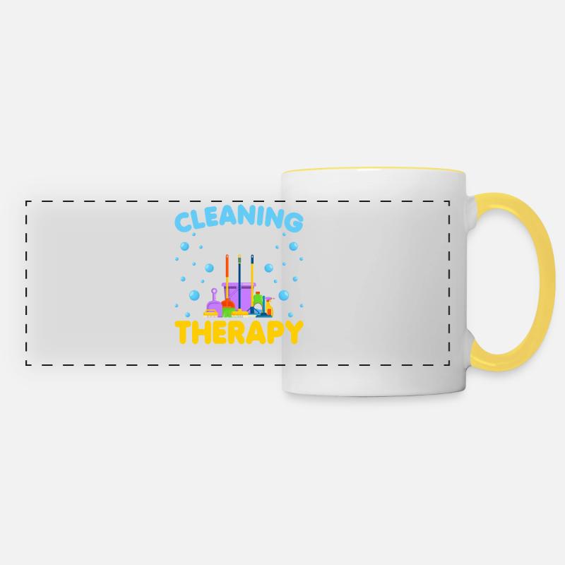 Cleaning Is My Therapy - Panoramatasse - Weiß/Gelb