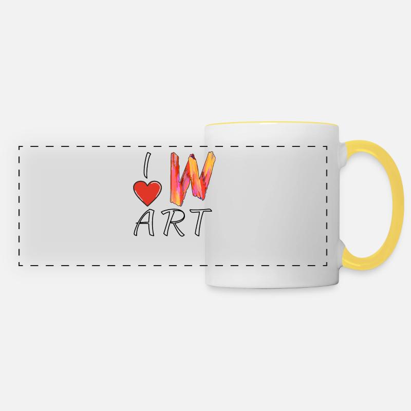 I LOVE ART LETTER W - Panoramic Mug - white/yellow