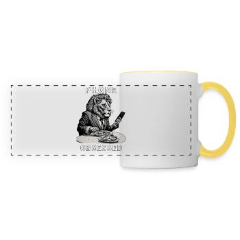 SMARTPHONE PHONE OBSESSED - Panoramic Mug - white/yellow - Front