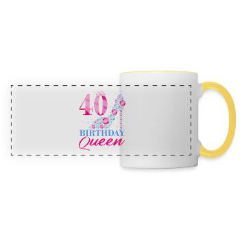 20 Reine d’anniversaire - Mug panoramique contrasté et blanc - blanc/jaune - Devant