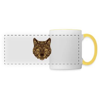 Wolf Head Animal - Panoramic Mug - white/yellow - Front