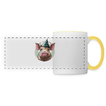 PIG CELEBRATIONS - Panoramic Mug - white/yellow - Front