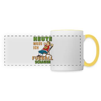 DECK CHAIR MAN TODAY I HAVE TO WATCH FOOTBALL - Panoramic Mug - white/yellow - Front