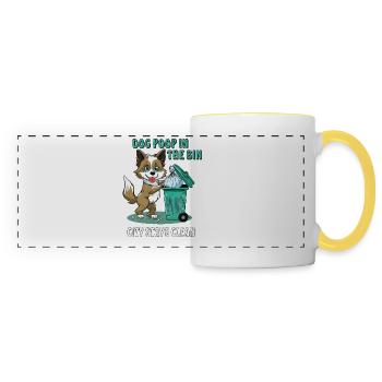 DOG POOP IN THE BIN CITY STAYS CLEAN - Panoramic Mug - white/yellow - Front