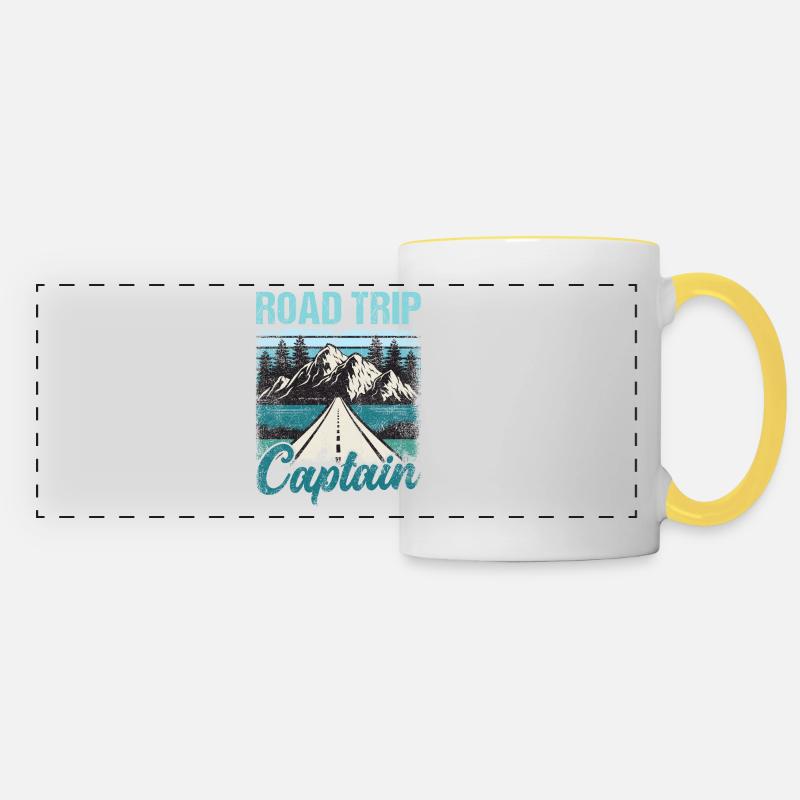Capitaine de road trip - Mug panoramique contrasté et blanc - blanc/jaune