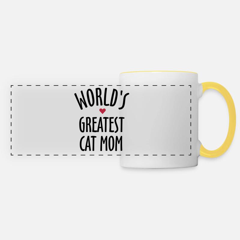 World's Greatest Cat Mom - Panoramatasse - Weiß/Gelb