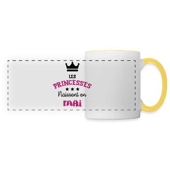 Princesse Anniversaire Bébé Naissance Mai - Panoramic Mug - white/yellow - Front