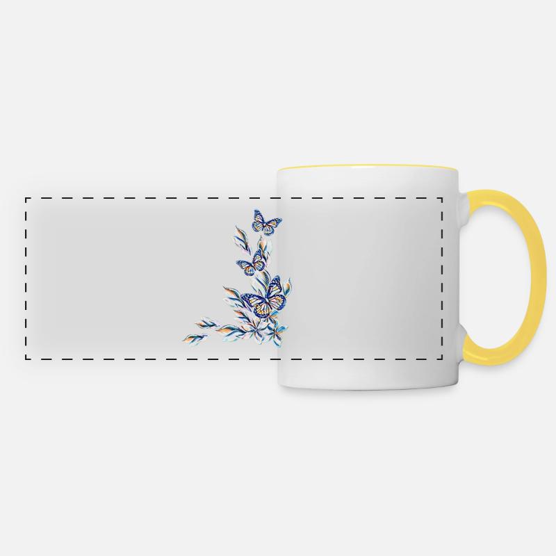 Farfalle - Tazza panoramica - bianco/giallo