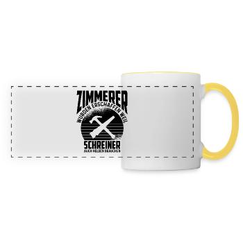 Zimmerer Zimmerei Schreiner Azubi Spruch Geschenk - Panoramatasse - Weiß/Gelb - Vorne