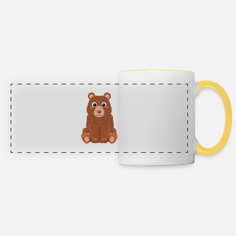 Bär Braunbär Teddy Grummelbär Bärchen Bären - Panoramatasse - Weiß/Gelb
