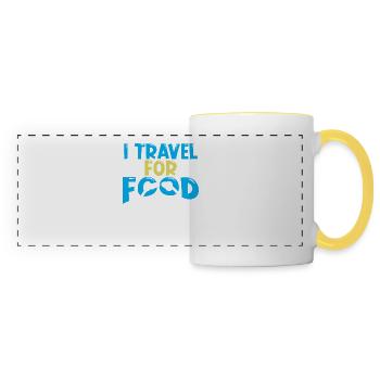 Je voyage pour la nourriture - Mug panoramique contrasté et blanc - blanc/jaune - Devant