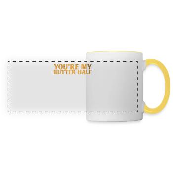 Tu es mon design de mariage à moitié beurre pour le - Mug panoramique contrasté et blanc - blanc/jaune - Devant