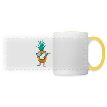 Dabbing Pineapple Lunettes de soleil Design pour le - Mug panoramique contrasté et blanc - blanc/jaune - Devant