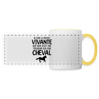 papa aime le cheval papa cavalier chevalier - Mug panoramique contrasté et blanc - blanc/jaune - Devant