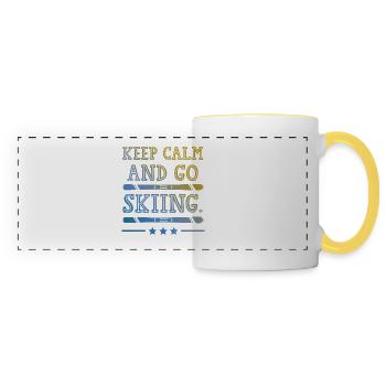 Restez calme ski - Mug panoramique contrasté et blanc - blanc/jaune - Devant