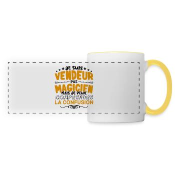 Vendeur pas Magicien | le Meilleur Vendeur cadeau - Mug panoramique contrasté et blanc - blanc/jaune - Devant