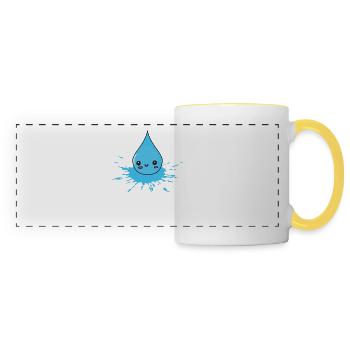 éclatement et éclaboussures - gouttes d’eau - Mug panoramique contrasté et blanc - blanc/jaune - Devant