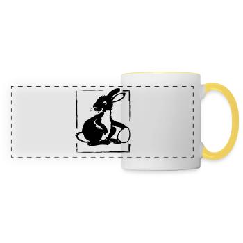 Bunny with Egg in a Frame | Vectorgraphic - Panoramatasse - Weiß/Gelb - Vorne