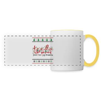 Peace Love Joy Christmas Teacher Retro Groovy - Panoramatasse - Weiß/Gelb - Vorne