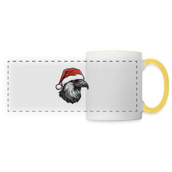 Crow Raven Christmas Animal Head - Panoramic Mug - white/yellow - Front