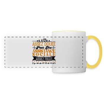 Cadeau Assistante Sociale. Parfaite Assistante. - Mug panoramique contrasté et blanc - blanc/jaune - Devant