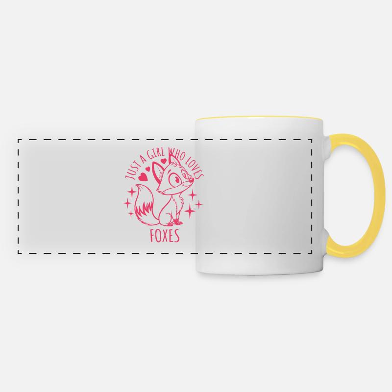 Just a girl who loves foxes - Cartoon - Panoramic Mug - white/yellow