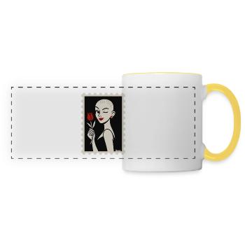 Buzzcut & Rose – a stamp flirt - Panoramic Mug - white/yellow - Front