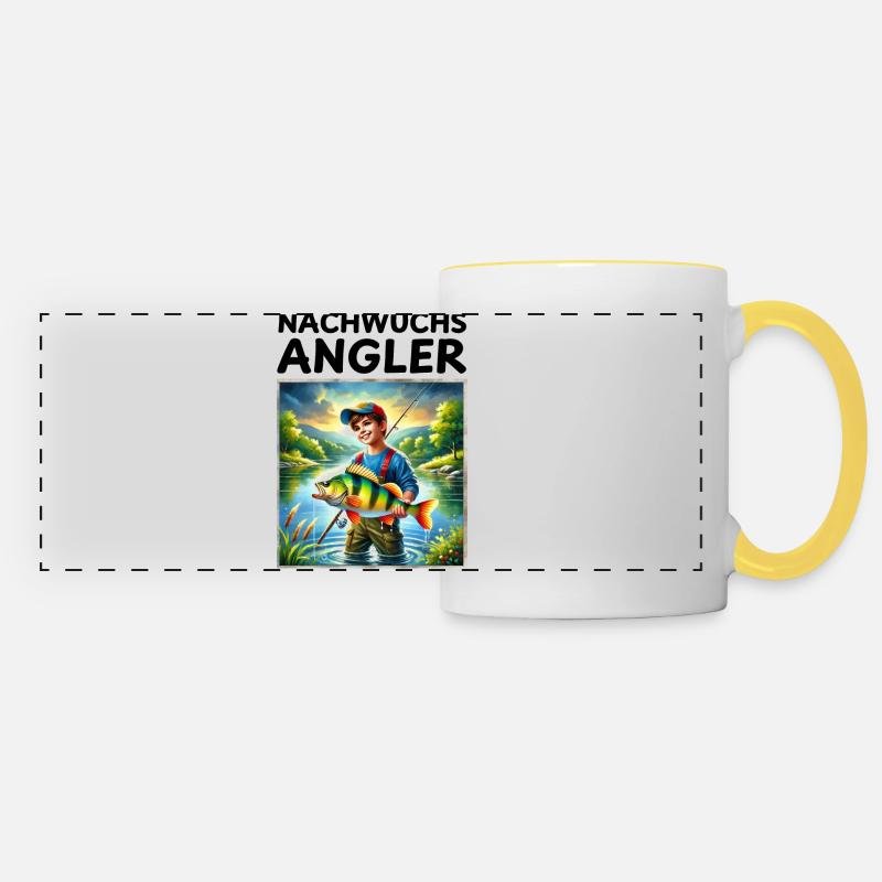 Nachwuchs Angler - Barsch Motiv Kinder - Panoramatasse - Weiß/Gelb
