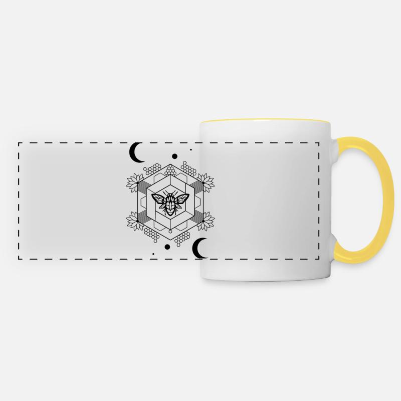 Black Minimalist Emblem - Panoramic Mug - white/yellow