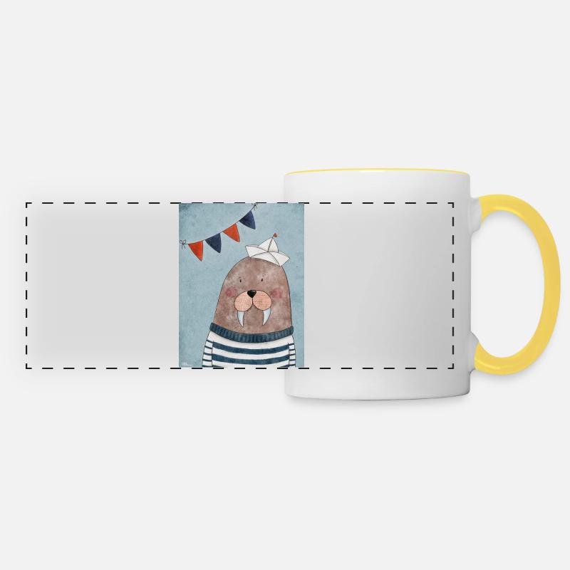 Maritime Walrus Captain - Panoramic Mug - white/yellow