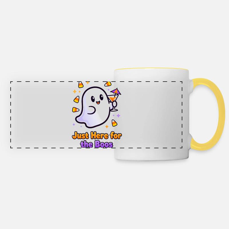 🎃👻Festive Ghost with Cocktail - Only for Boos - Panoramic Mug - white/yellow