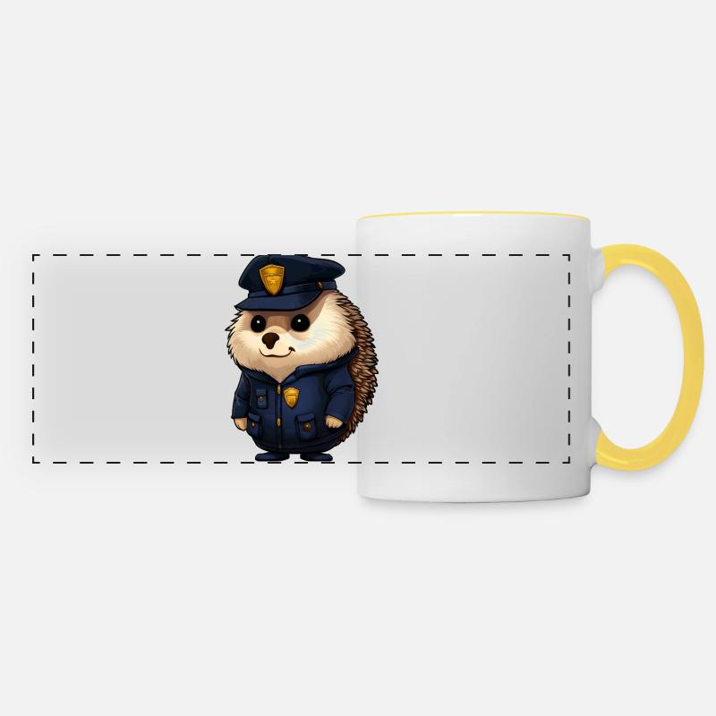 Hedgehog Police - Panoramic Mug - white/yellow