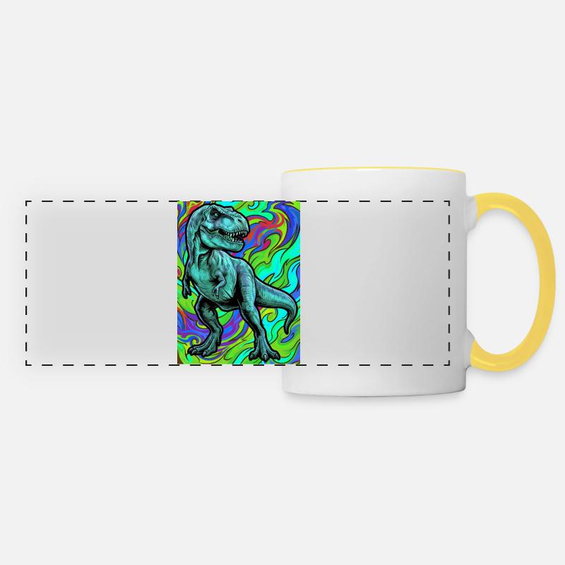dinosaur - Panoramic Mug - white/yellow