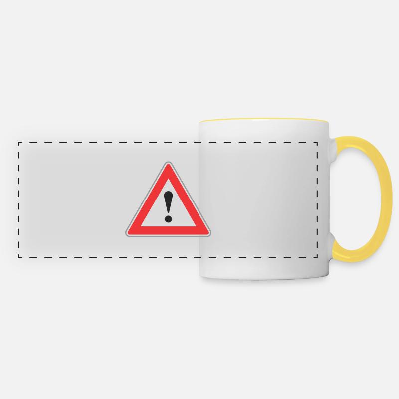 Road Sign exclamation point - Panoramic Mug - white/yellow