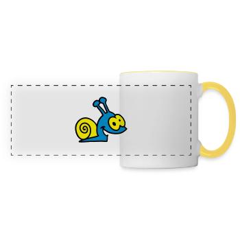 funny snail - 3 - Panoramic Mug - white/yellow - Front