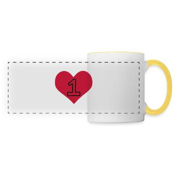 N ° 1 et de coeur - Mug panoramique contrasté et blanc - blanc/jaune - Devant