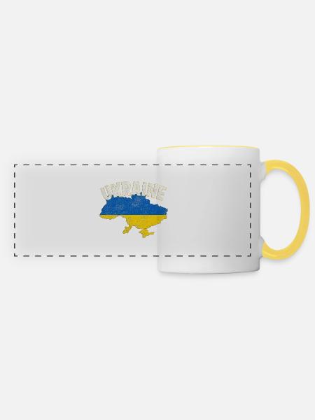 Ukraine - Mug panoramique contrasté et blanc - blanc/jaune