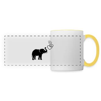 elefanten_love_02 - Mug panoramique contrasté et blanc - blanc/jaune - Devant