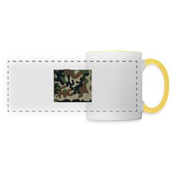 Masque d'armée couleurs camo - Mug panoramique contrasté et blanc - blanc/jaune - Devant