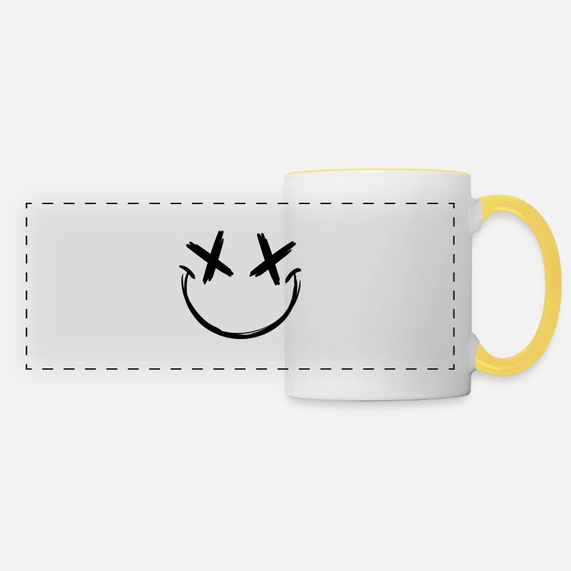 Emoji with X eyes - Panoramic Mug - white/yellow