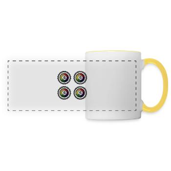 OM, Om, Om hindou, Om Symbol, Aum, OM - Mug panoramique contrasté et blanc - blanc/jaune - Devant
