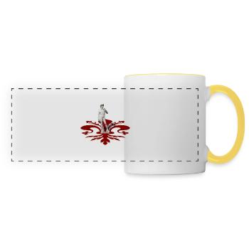 David by Michelangelo and red lily of Florence - Panoramic Mug - white/yellow - Front