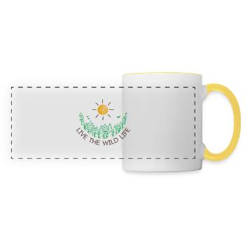 Vivez la forêt de la vie sauvage - Mug panoramique contrasté et blanc - blanc/jaune - Devant
