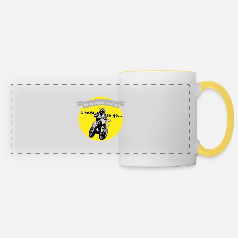 My motorbike is calling - Panoramic Mug - white/yellow