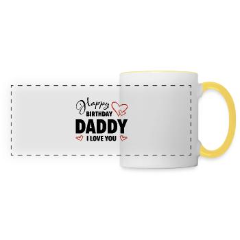 Joyeux anniversaire Papa T’aime Bébé Cadeau - Mug panoramique contrasté et blanc - blanc/jaune - Devant