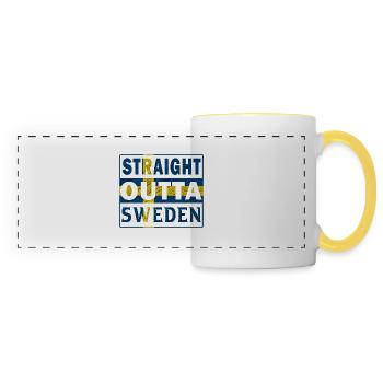 Straight outta Schweden Skandinavien Geschenkidee - Panoramatasse - Weiß/Gelb - Vorne