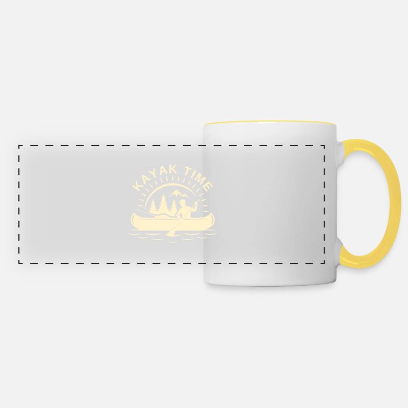 kayak love canoe retro - Panoramic Mug - white/yellow