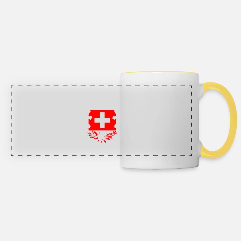 Swiss coat of arms - Panoramic Mug - white/yellow